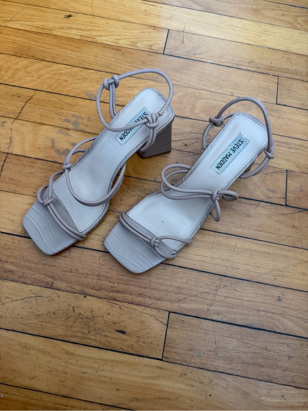 Steve Madden Nude Strappy Block Heel Sandals